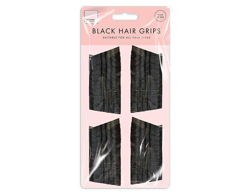 Black Hair Grips - 200 Pack